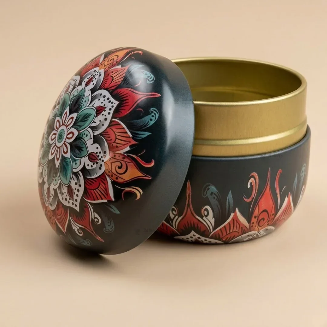 Mandala Theme Candle Tin Box | Decorative Storage Tin | Pack of 1 - Image 10
