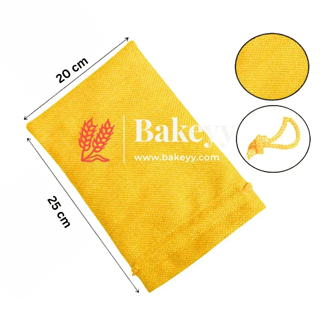 Yellow Jute Potli Bag | Gift Return Gifts Bags | Drawstring Bags | (Pack of 10) - Image 5