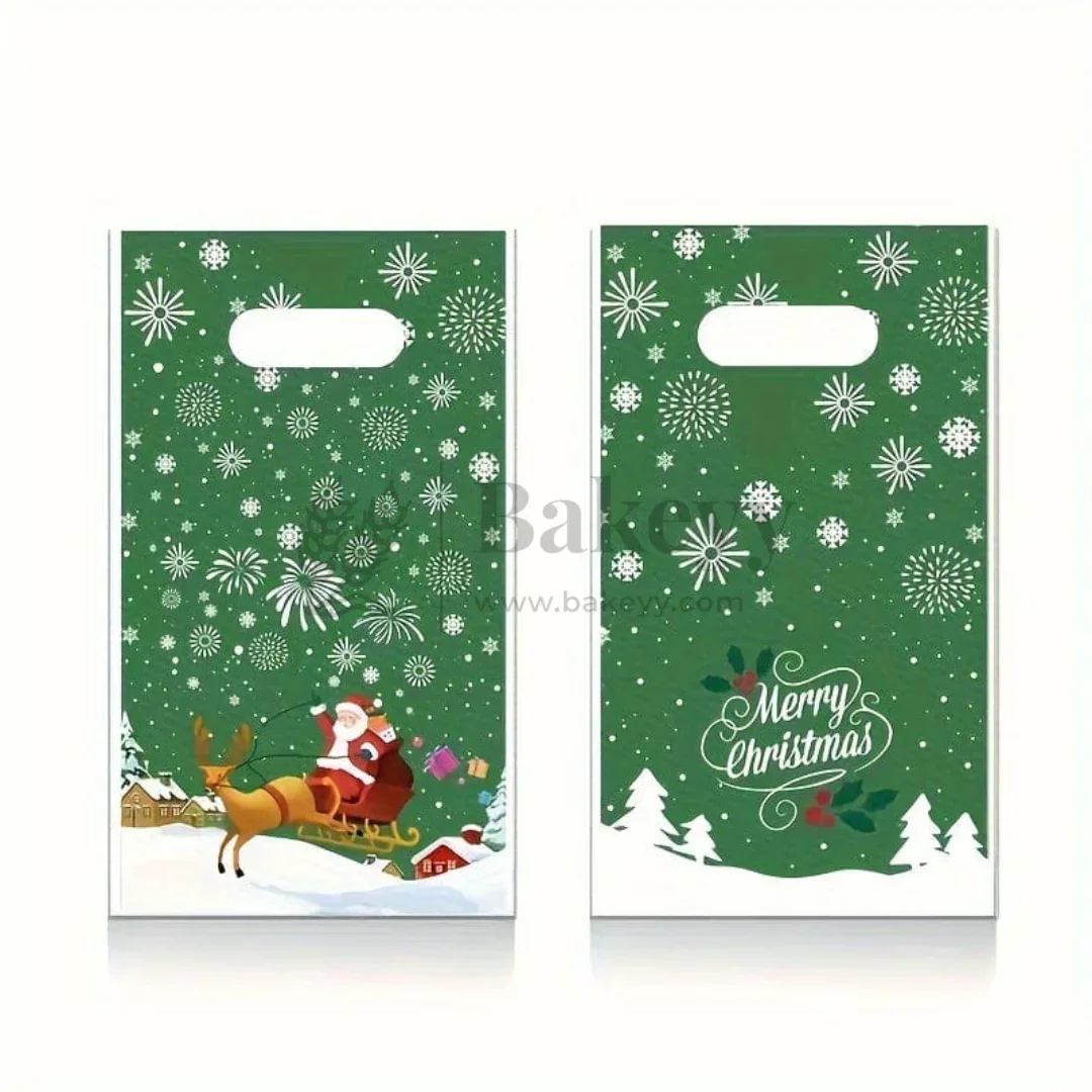 Merry Christmas Carry Bags | Festive Plastic Bags for Chocolates, Cookies & Small Gifts | Pack Of 50 - Image 10