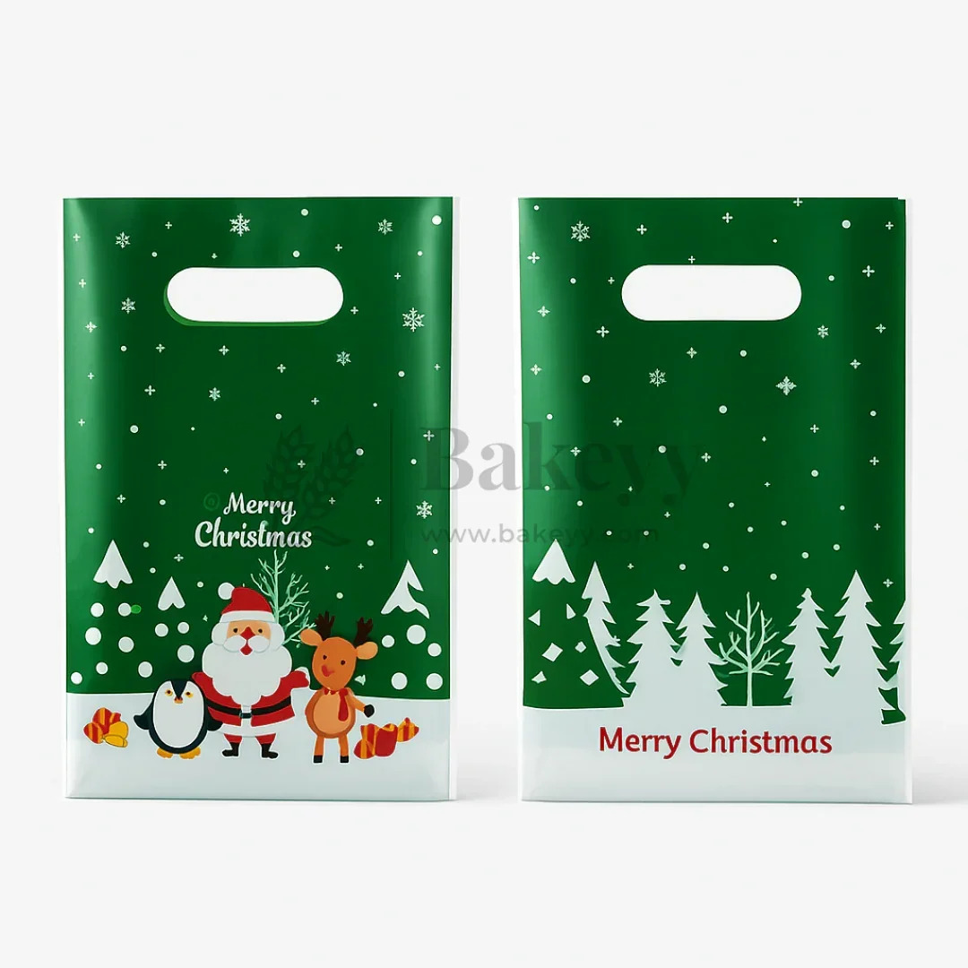 Merry Christmas Carry Bags | Festive Plastic Bags for Chocolates, Cookies & Small Gifts | Pack Of 50 - Image 11