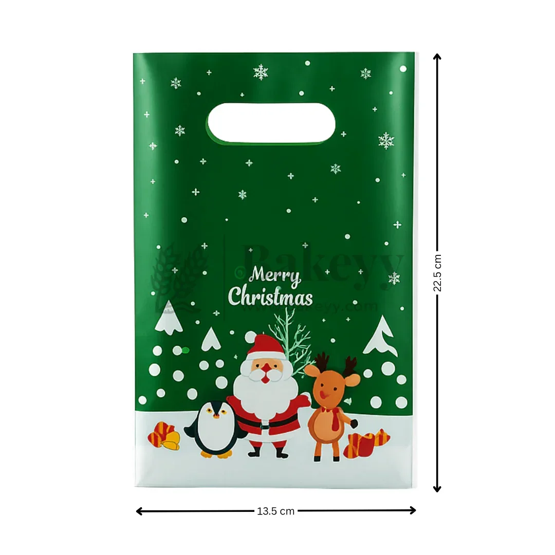 Merry Christmas Carry Bags | Festive Plastic Bags for Chocolates, Cookies & Small Gifts | Pack Of 50 - Image 2