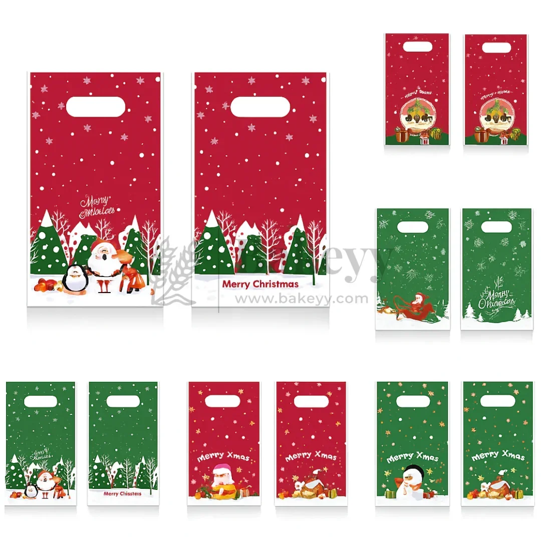 Merry Christmas Carry Bags | Festive Plastic Bags for Chocolates, Cookies & Small Gifts | Pack Of 50 - Image 6