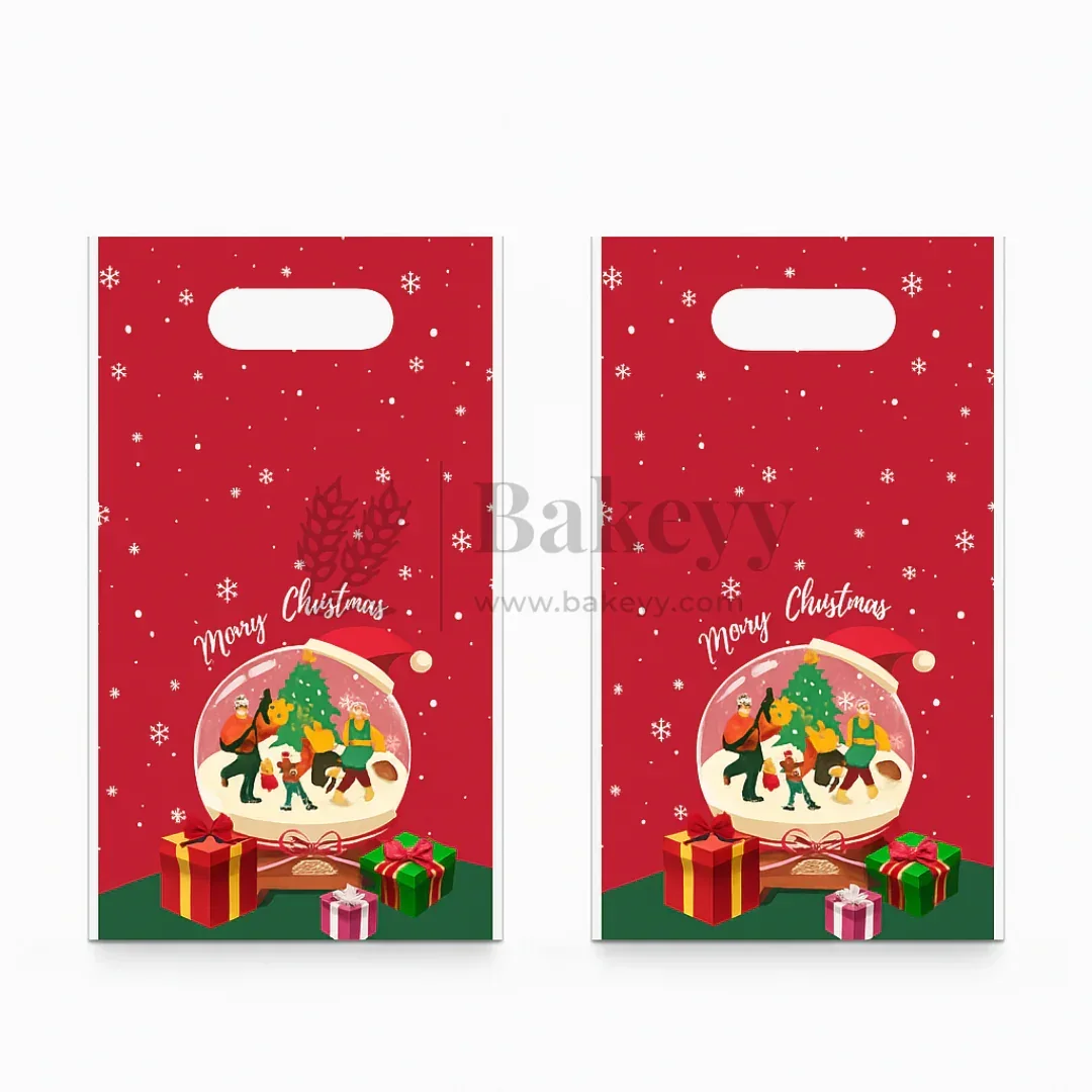 Merry Christmas Carry Bags | Festive Plastic Bags for Chocolates, Cookies & Small Gifts | Pack Of 50 - Image 8