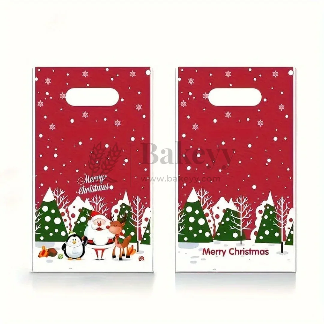 Merry Christmas Carry Bags | Festive Plastic Bags for Chocolates, Cookies & Small Gifts | Pack Of 50 - Image 9