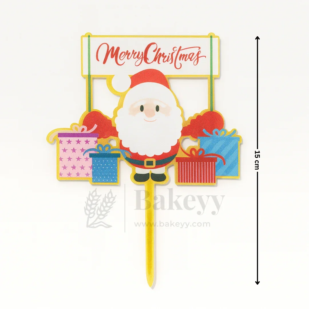 Merry Christmas with Santa & Gift Boxes Cake Topper | Christmas Decor | Pack of 5 - Image 2
