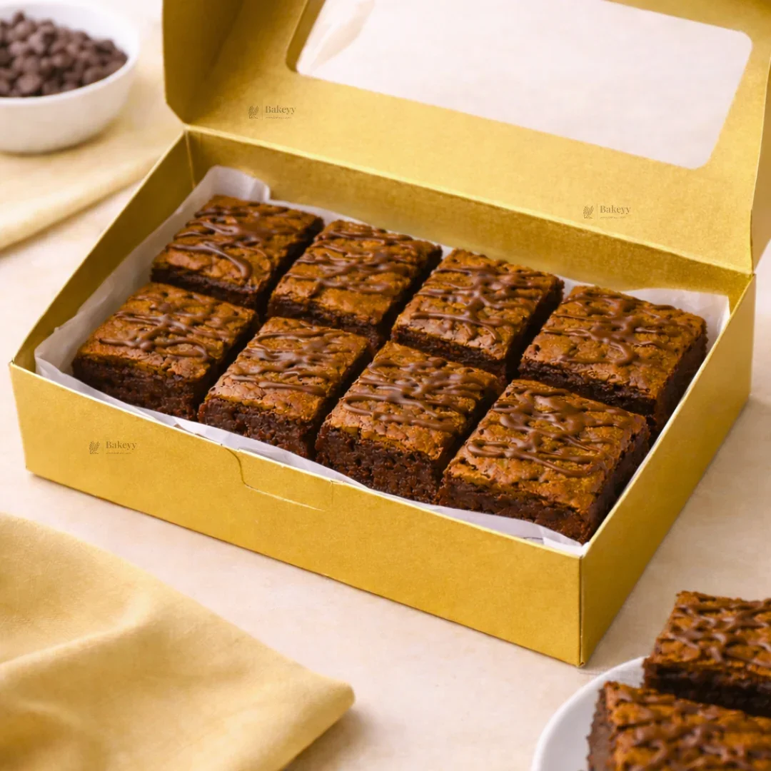Metallic Gold Color Brownie Box | L Shape Window & Top Window | Multiple Capacities Available | Pack of 10 - Image 4