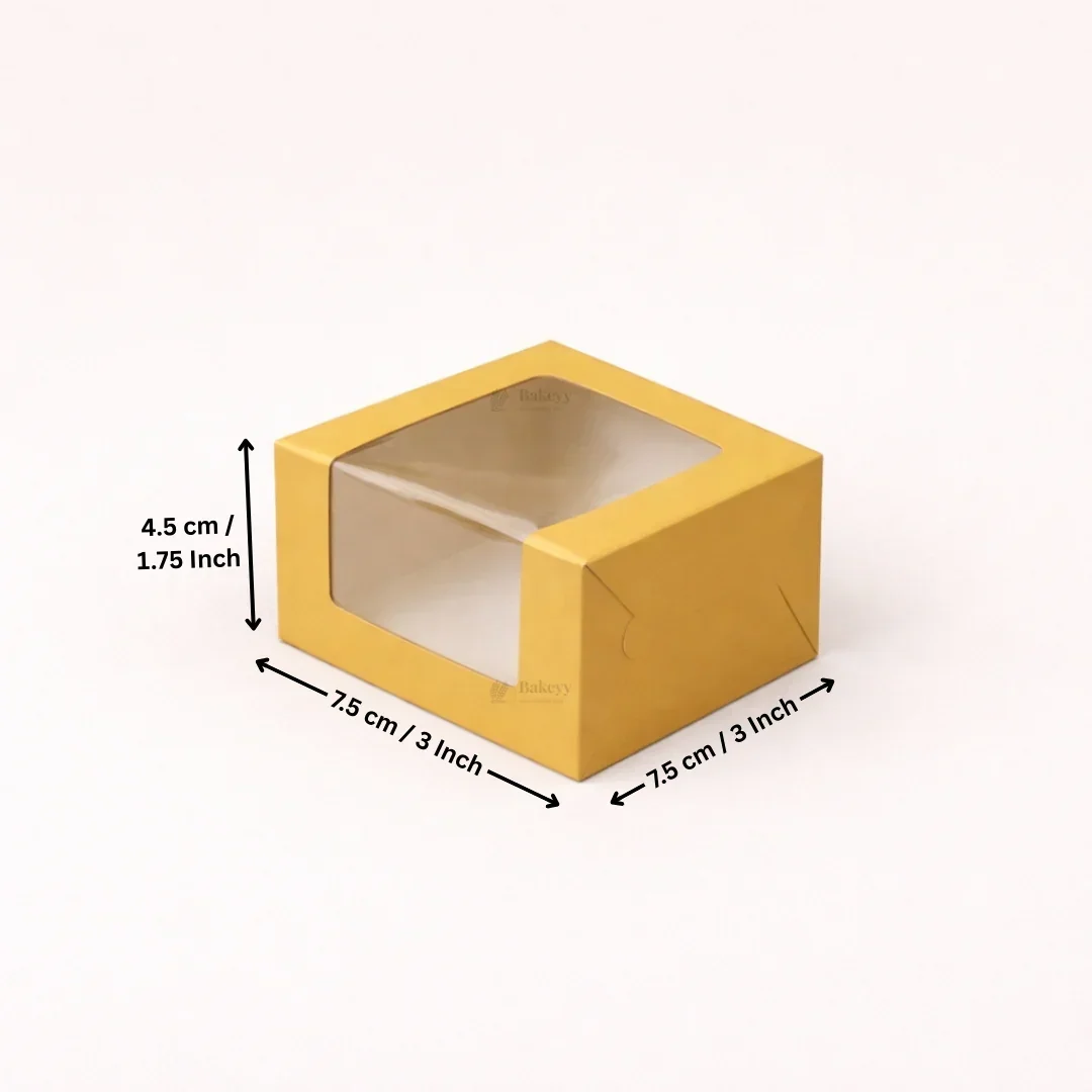 Metallic Gold Color Brownie Box | L Shape Window & Top Window | Multiple Capacities Available | Pack of 10 - Image 6