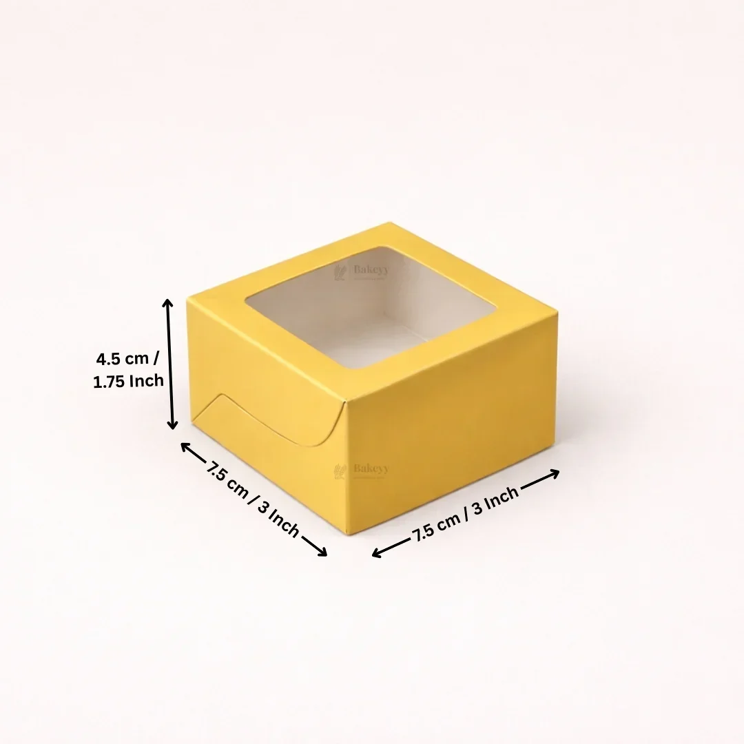 Metallic Gold Color Brownie Box | L Shape Window & Top Window | Multiple Capacities Available | Pack of 10 - Image 7