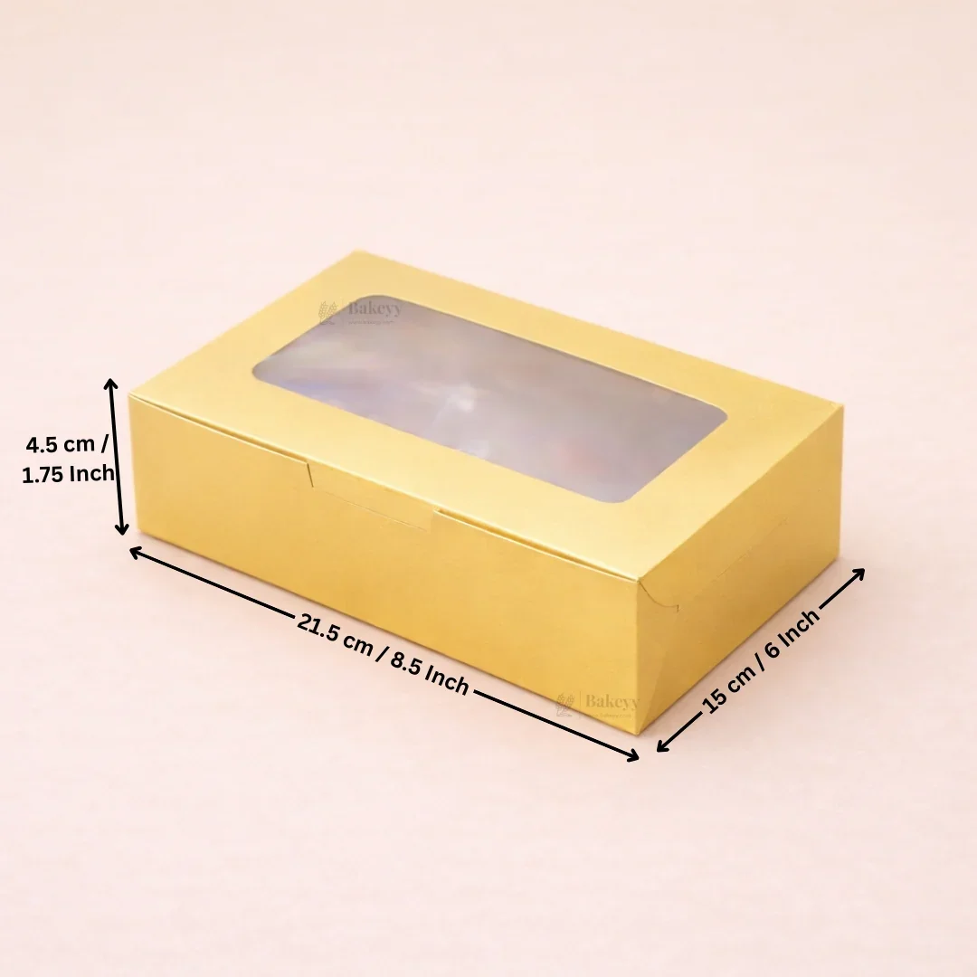 Metallic Gold Color Brownie Box | L Shape Window & Top Window | Multiple Capacities Available | Pack of 10 - Image 8