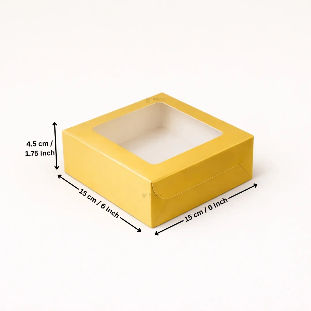 Metallic Gold Color Brownie Box | L Shape Window & Top Window | Multiple Capacities Available | Pack of 10 - Image 9
