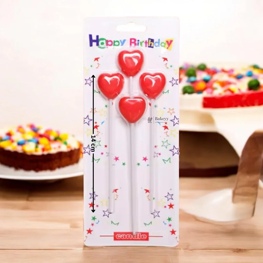 Heart Shape Birthday Candles | Red Heart Cake Candles | Pack of 4 - Image 2