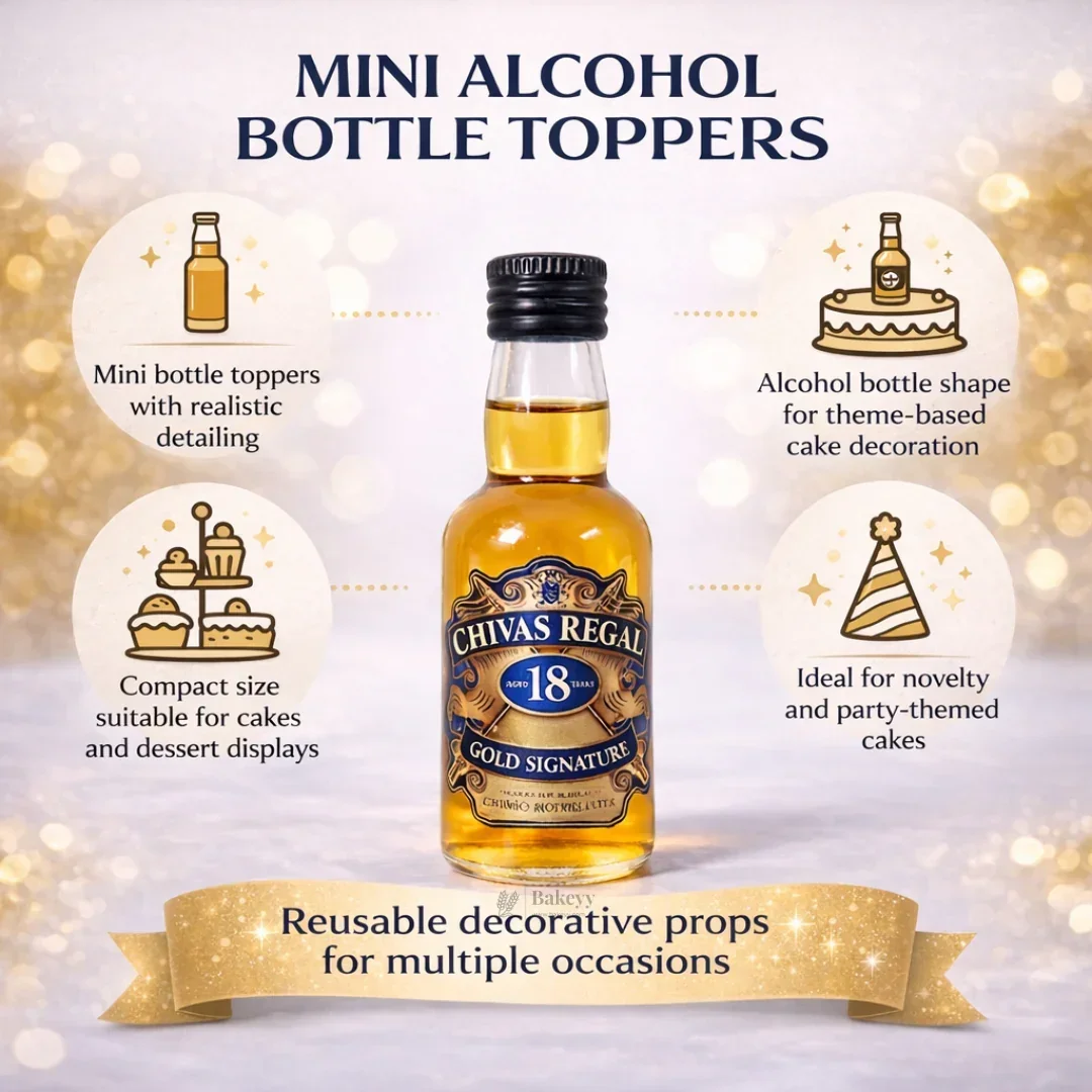 Mini Alcohol Bottle Cake Toppers | Decorative Cake Props | Multiple Designs Available | Pack Of 1 - Image 7