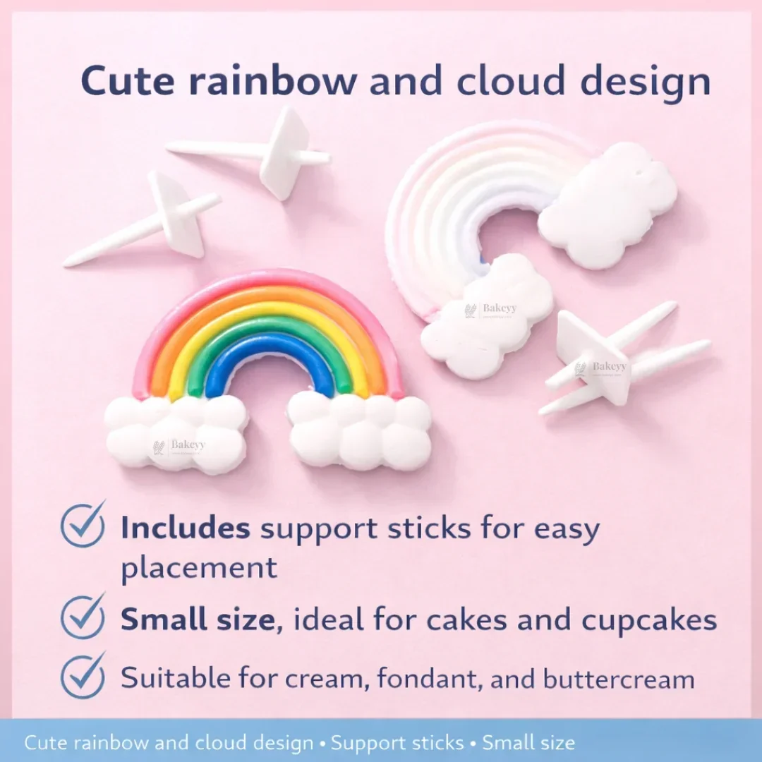Mini Rainbow Cake Topper | Rainbow with Cloud Design | Pack of 10 - Image 6