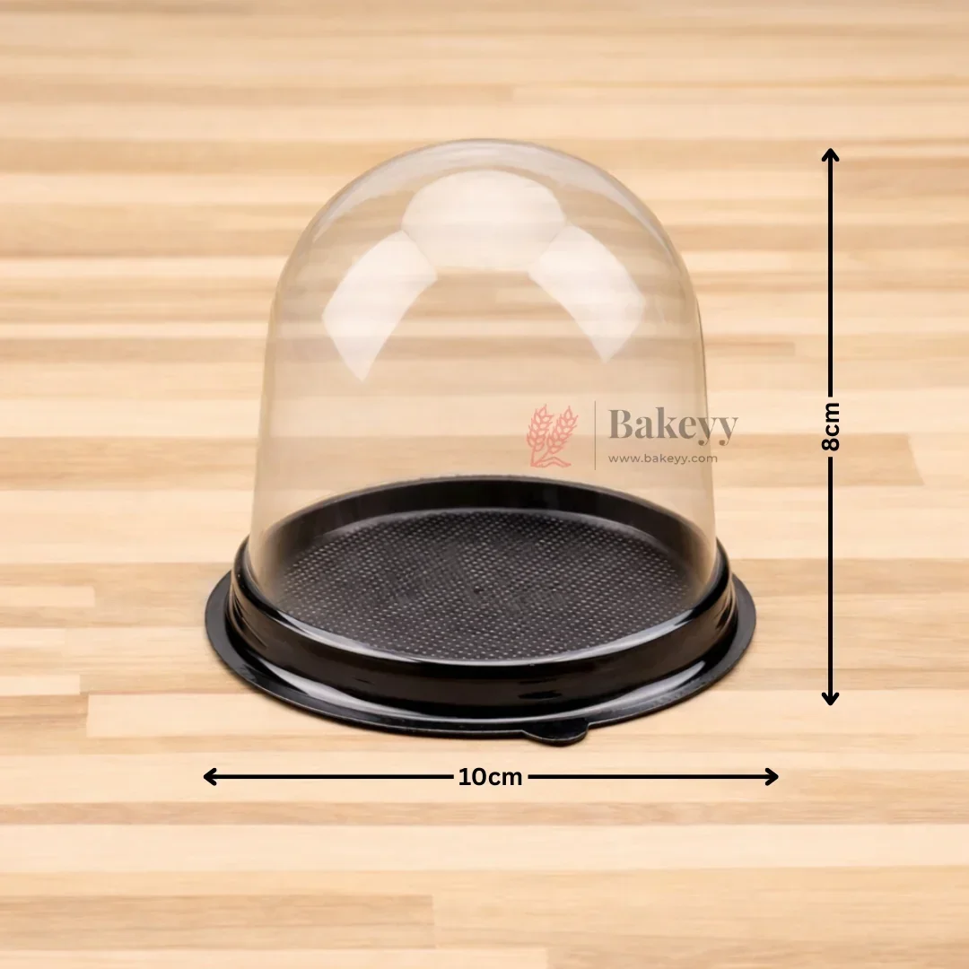 Mini Cake Dome Box with Clear Lid and Base | Individual Cake Packaging Black & Gold Base | Pack of 50 - Image 3