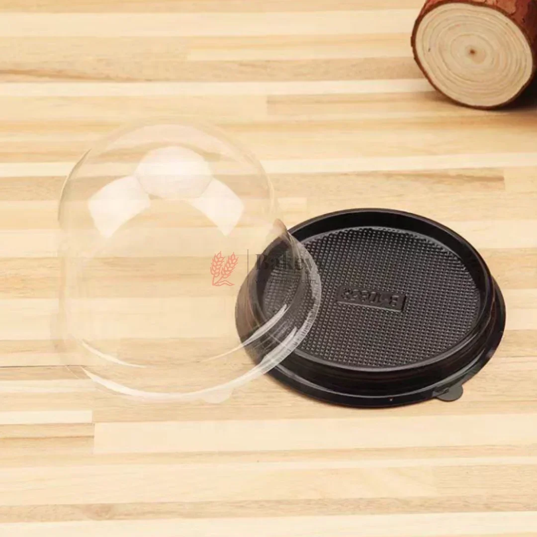 Mini Cake Dome Box with Clear Lid and Base | Individual Cake Packaging Black & Gold Base | Pack of 50 - Image 4