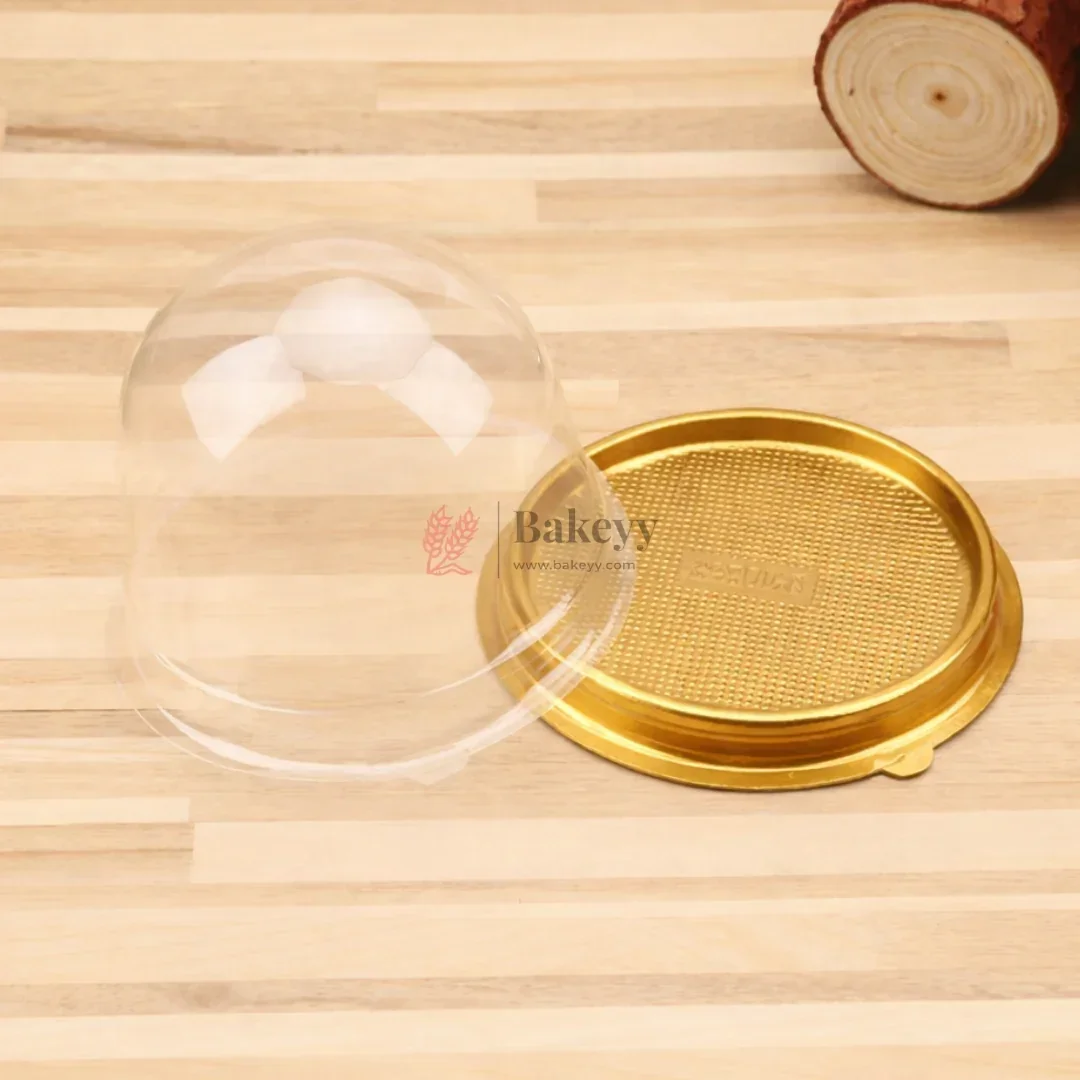 Mini Cake Dome Box with Clear Lid and Base | Individual Cake Packaging Black & Gold Base | Pack of 50 - Image 5