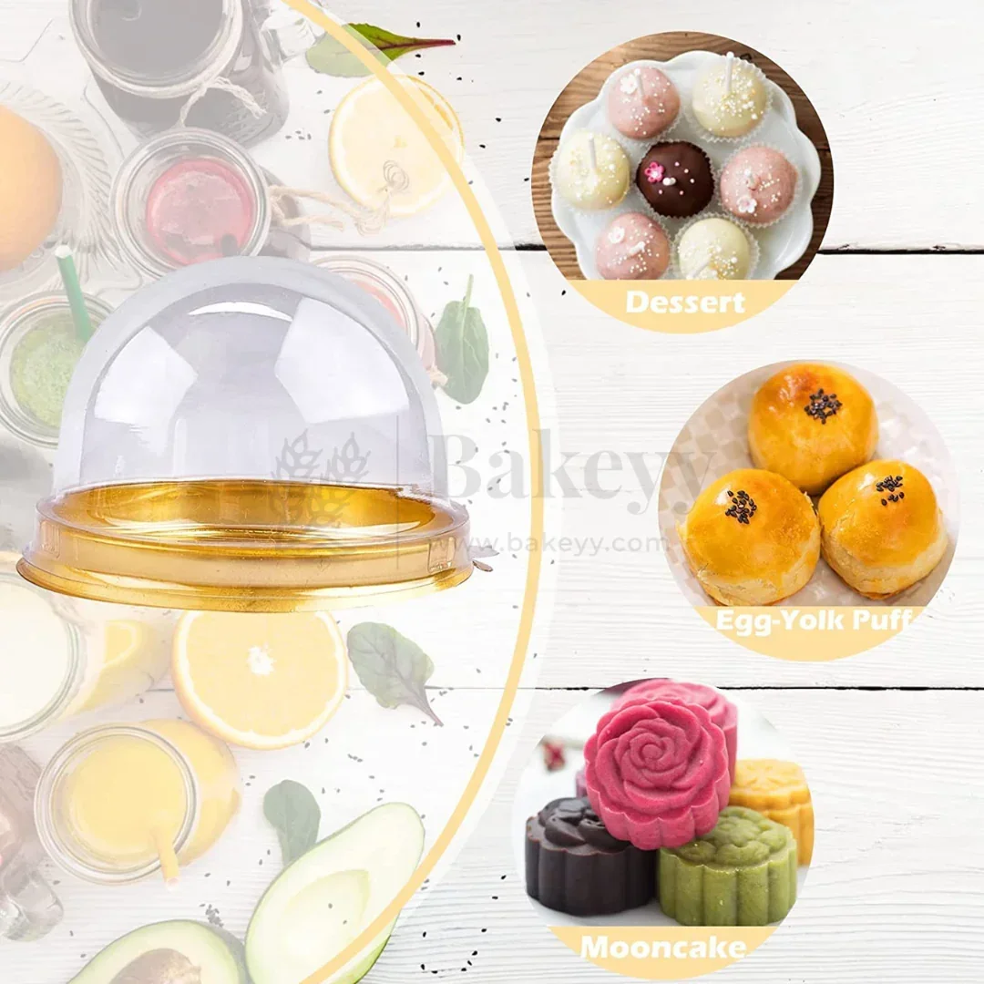 Mini Dome Cupcake & Pastry Container | Gold & Black Base | Clear Dome Lid | Pack of 50 - Image 7