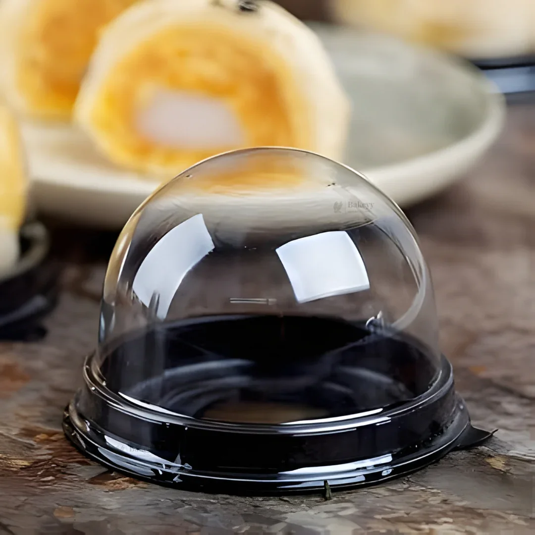 Mini Dome Cupcake & Pastry Container | Gold & Black Base | Clear Dome Lid | Pack of 50 - Image 8