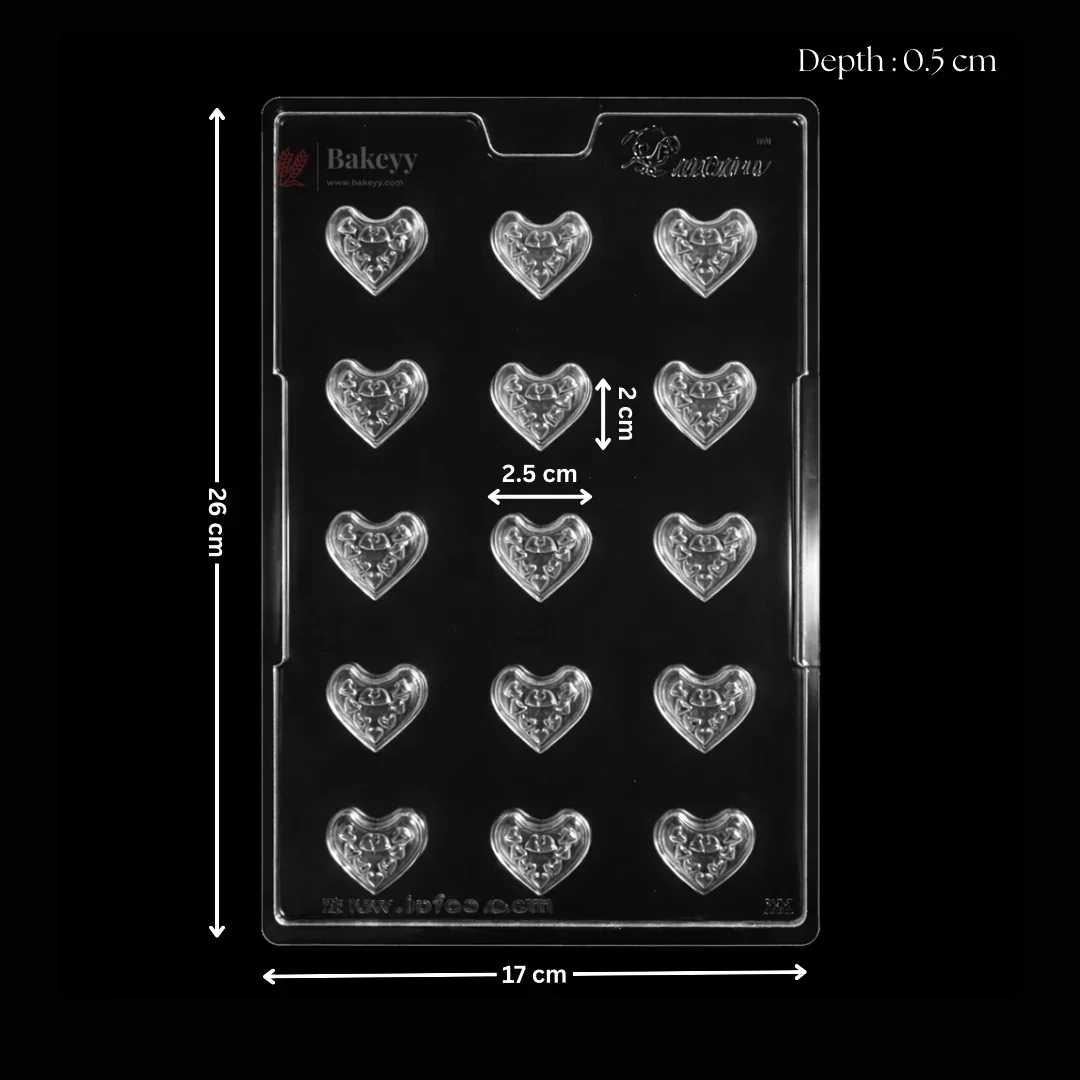 Mould 559 | Mini Heart Chocolate Mould Tray | Baking Accessories | 15 Cavity | Pack of 1 - Image 2