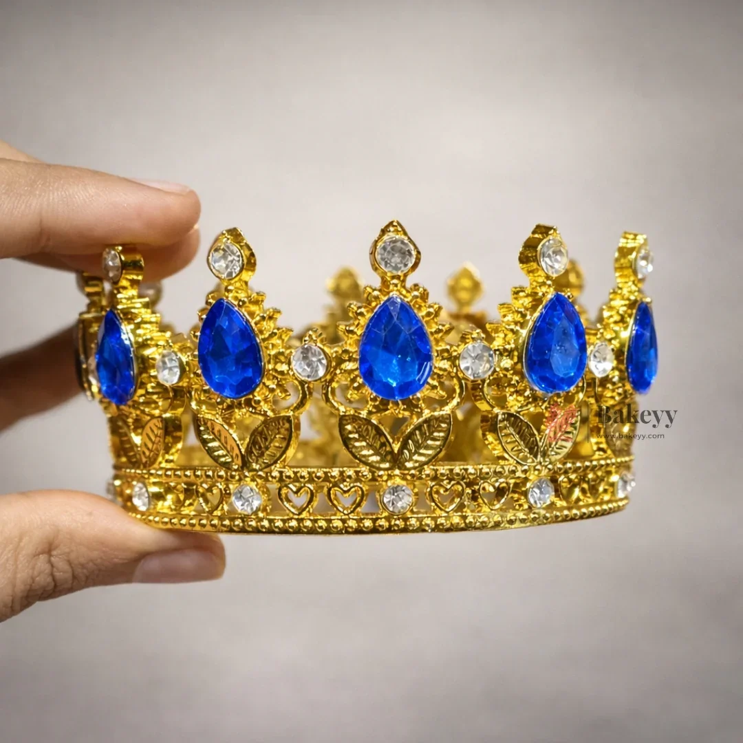 Mini Royal Crown Cake Topper | Decorative Golden Crown with Crystal Stones | Pack of 1 - Image 6