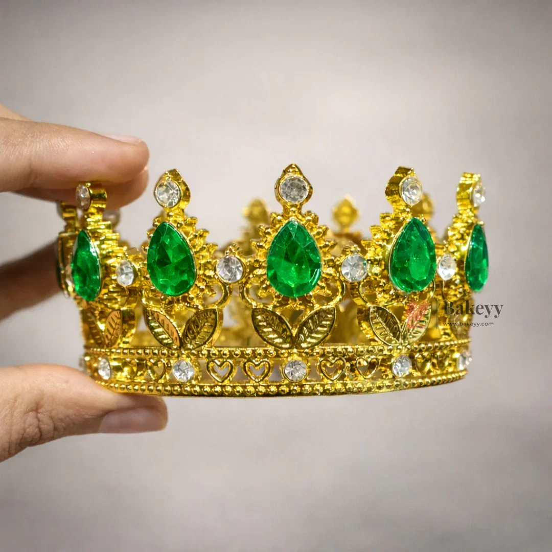 Mini Royal Crown Cake Topper | Decorative Golden Crown with Crystal Stones | Pack of 1 - Image 7
