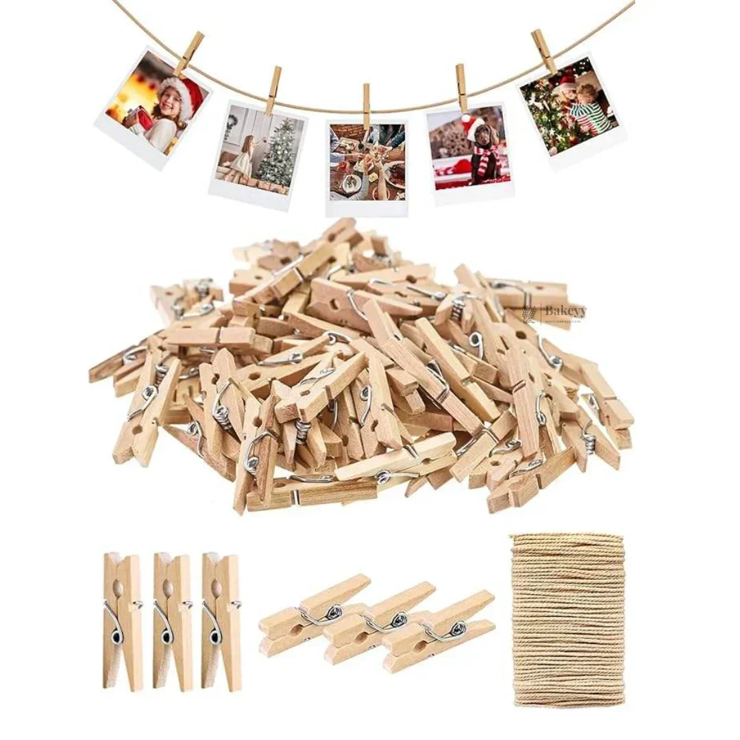 Mini Wooden Clips for Crafts, Decor & Display | Pack of 50 - Image 3