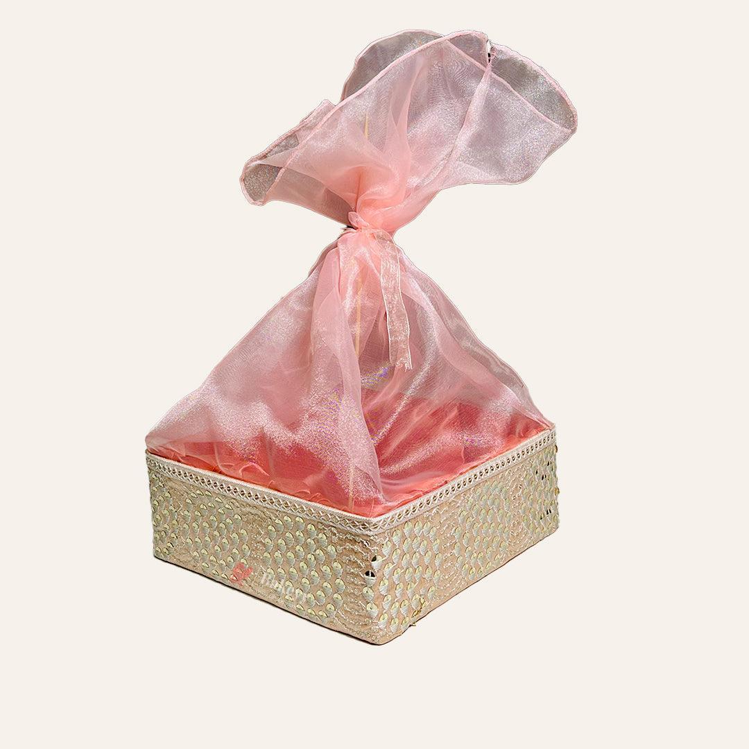 Crystal Mesh Hamper Gift Set | Mint, Ivory, and Pink | Elegant Square Gifting Tray - Image 14