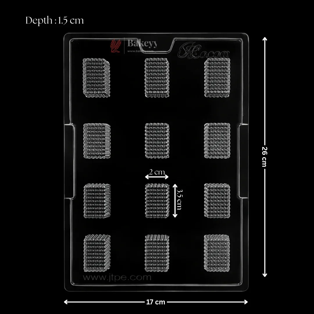 Mould 038 | Mini Brick Texture Chocolate Mould | 12 Cavity | Pack of 1 - Image 2