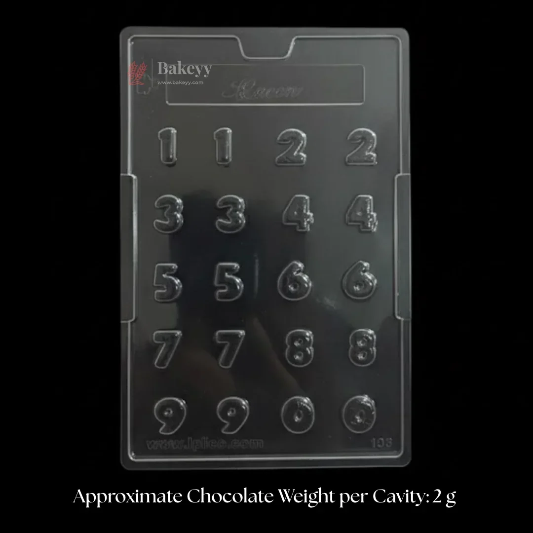Mould 103 | Mini Number Chocolate Mould | 0–9 Digits | 20 Cavity | Pack of 1