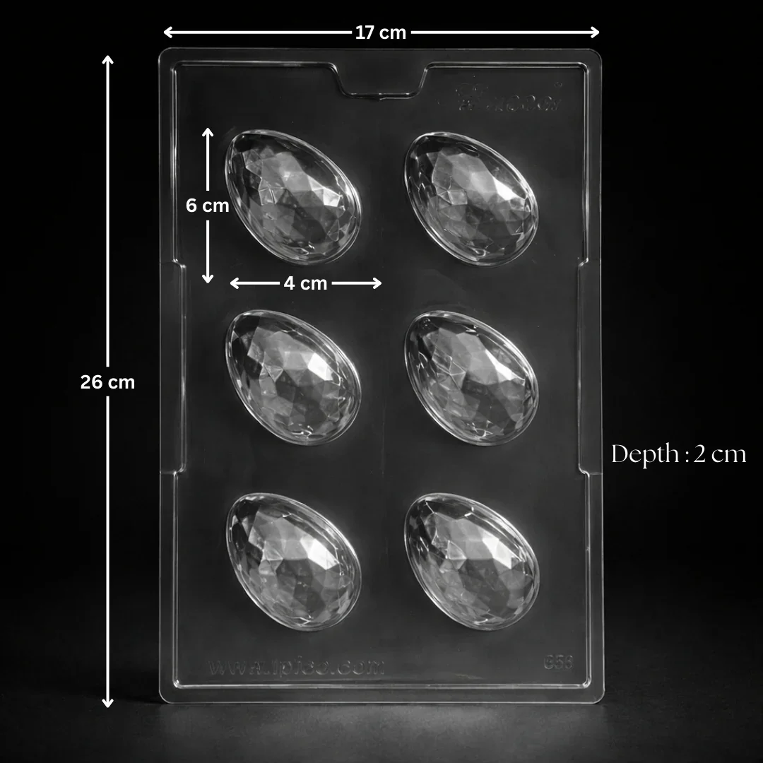 Mould 656 | Geometric Egg Chocolate Mold | 6 Cavity | Pack of 1 - Image 2