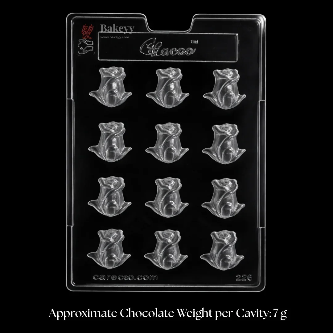 Mould 220 | Rose Bud Shape Chocolate Mould | 12 Cavity | Pack of 1