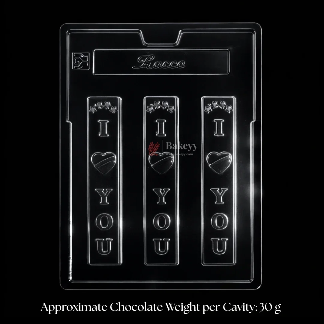 Mould 269 | “I Love You” Chocolate Bar Mould | 3 Cavity | Pack of 1