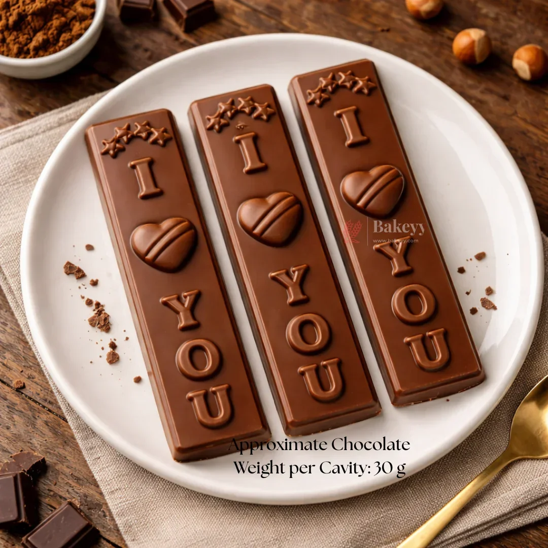 Mould 269 | “I Love You” Chocolate Bar Mould | 3 Cavity | Pack of 1 - Image 3