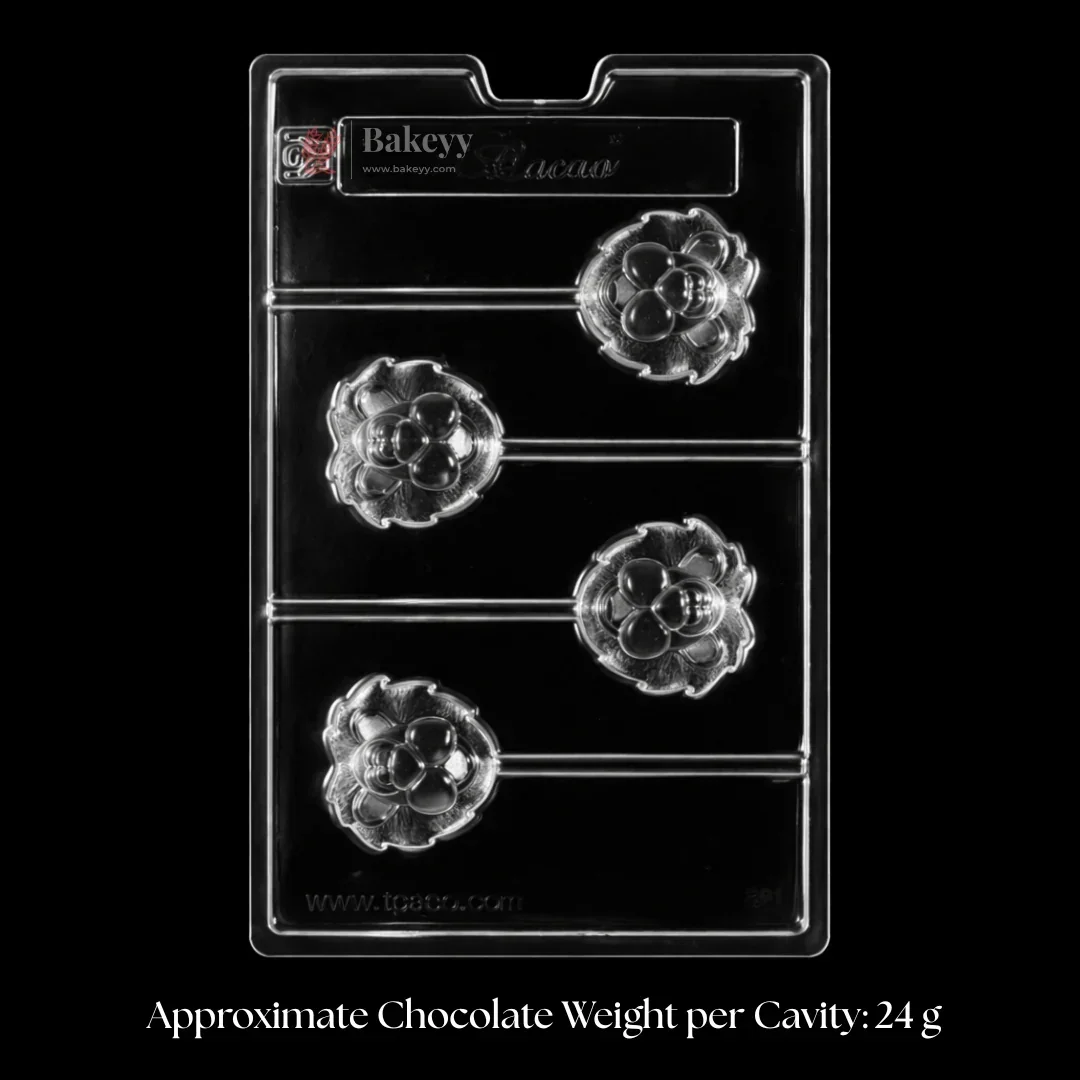 Mould 291 | Lion Face Lollipop Chocolate Mould | 4 Cavity | Pack of 1