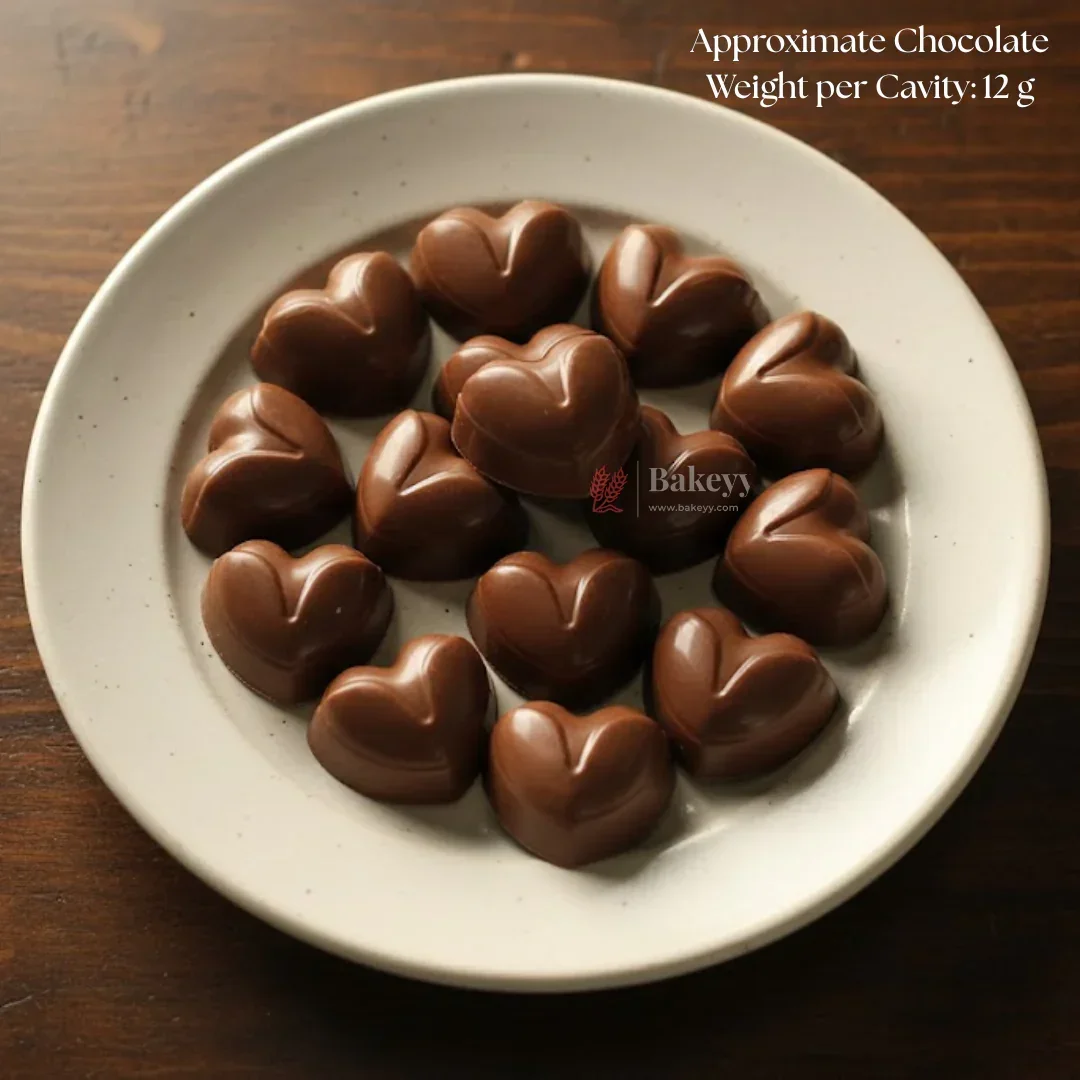 Mould 300 | Double-Curve 3D Heart Chocolate Mould | 12 Cavity | Pack of 1 - Image 3