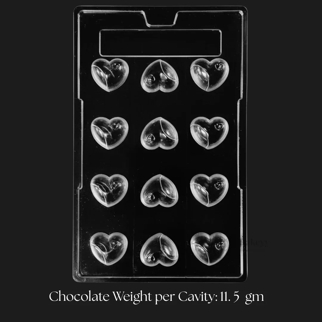 Mould 301 | Heart Chocolate Mould | 3D Smooth Heart Chocolate Shape | 12 Cavity | Pack of 1