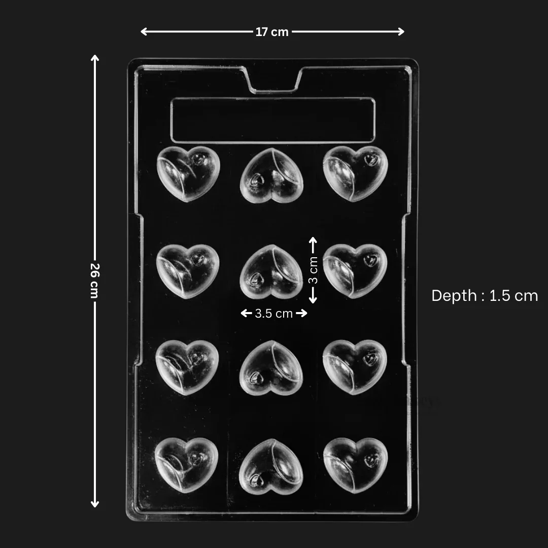 Mould 301 | Heart Chocolate Mould | 3D Smooth Heart Chocolate Shape | 12 Cavity | Pack of 1 - Image 2