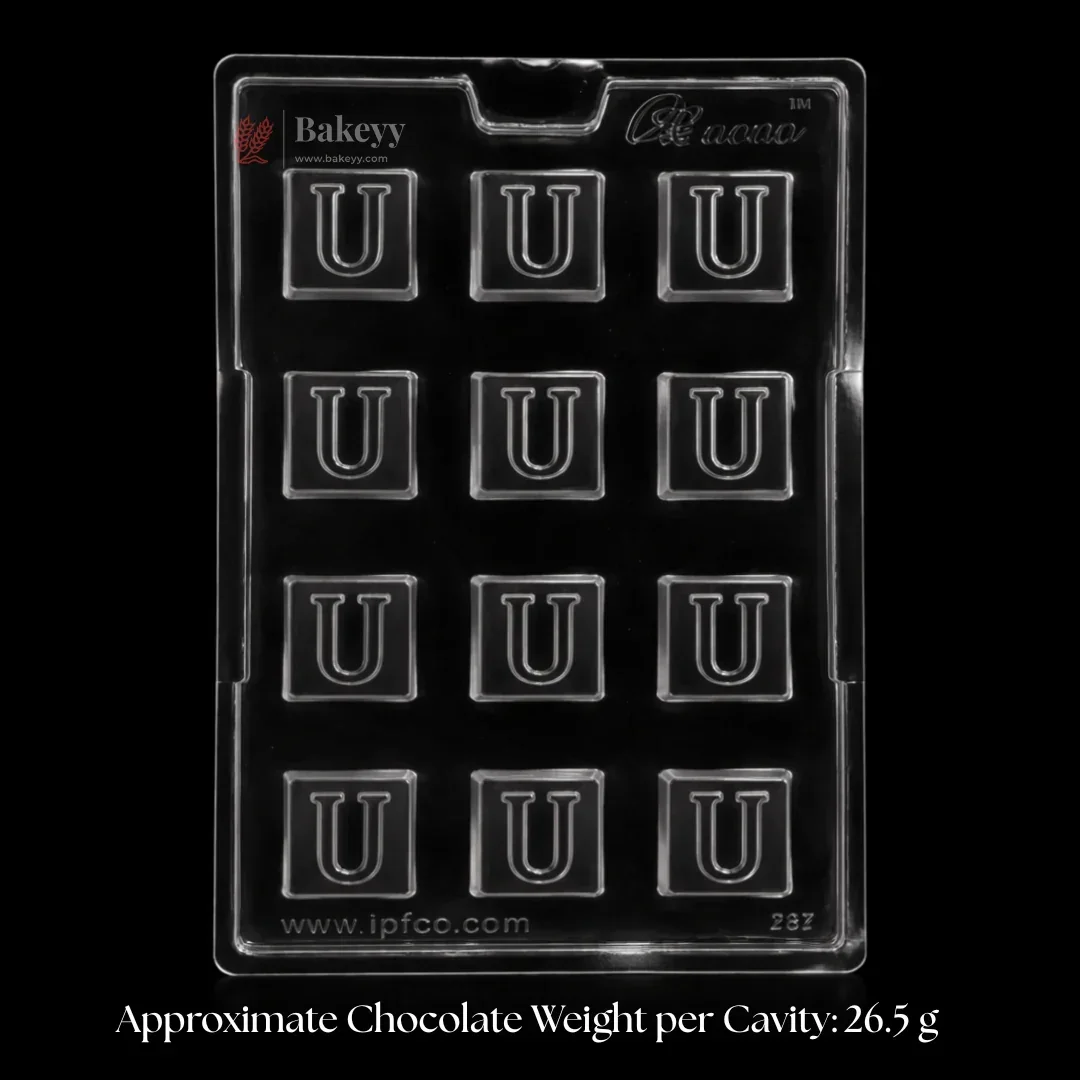 Mould 381, 382, 383 | “I”, Heart & “U” Letter Design | Alphabet & Heart Chocolate Mould | 12 Cavity | Pack of 1 - Image 6
