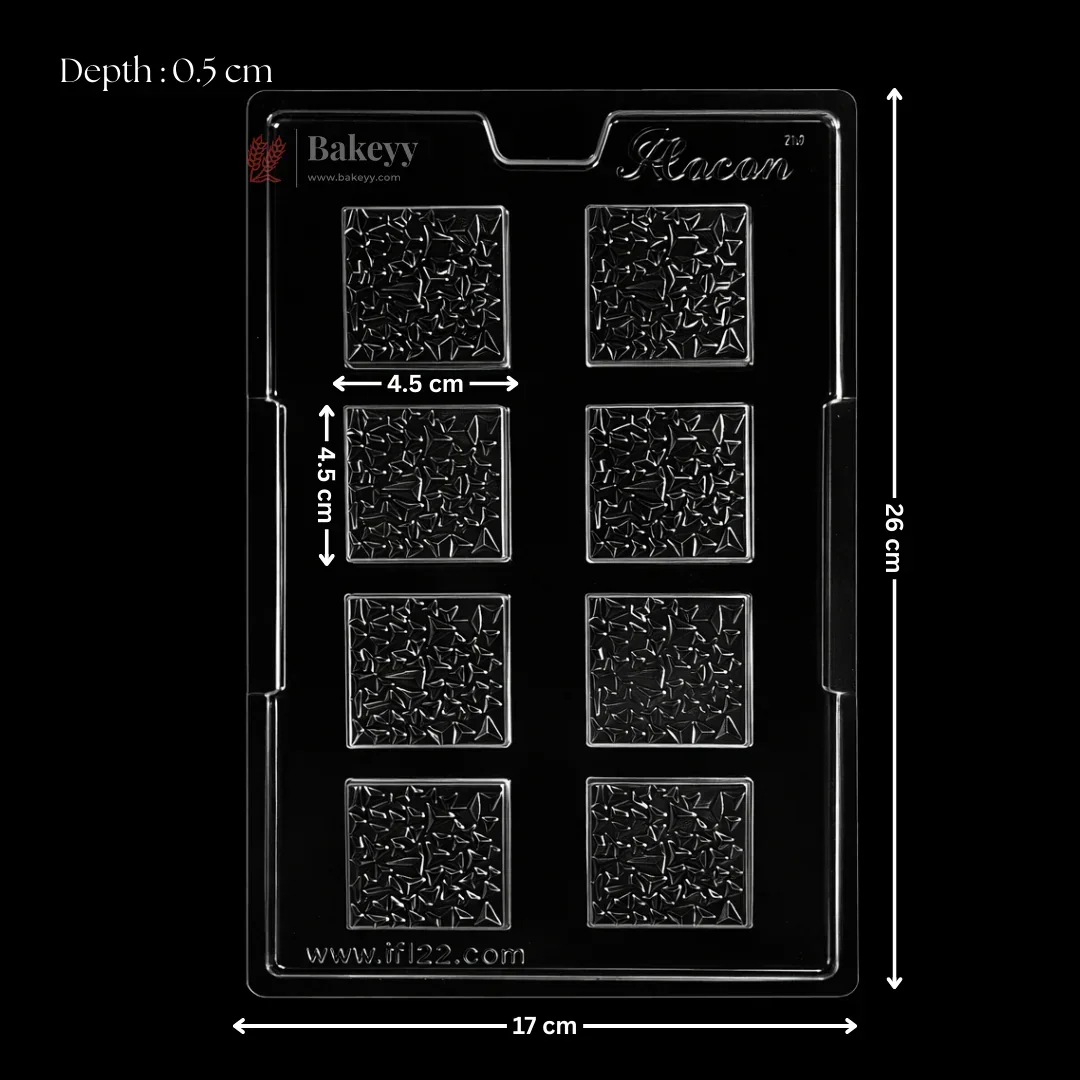 Mould 479 | Geometric Crystal Pattern Square Chocolate Mould | 8 Cavity | Pack of 1 - Image 2