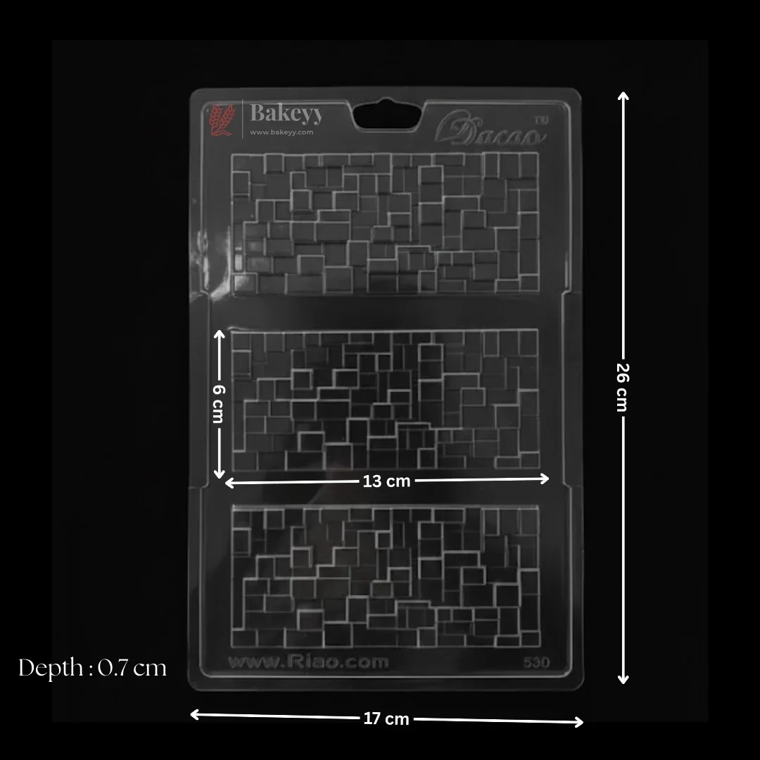 Mould 500 | Geometric Block Pattern Chocolate Bar Mould | 3 Cavity | Pack of 1 - Image 2