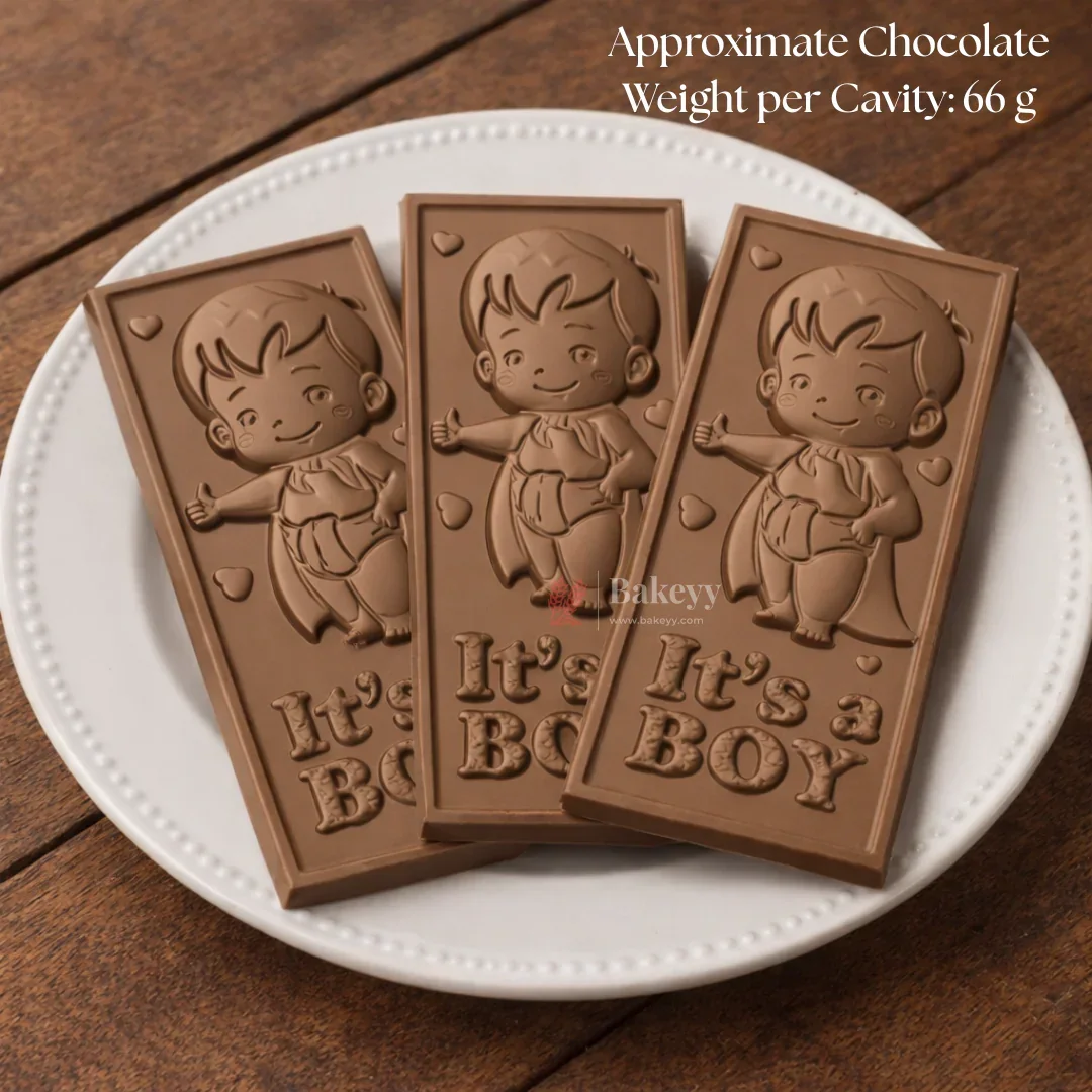 Mould 569 | “It’s a Boy” Bar Chocolate Mould | 3 Cavity | Pack of 1 - Image 3