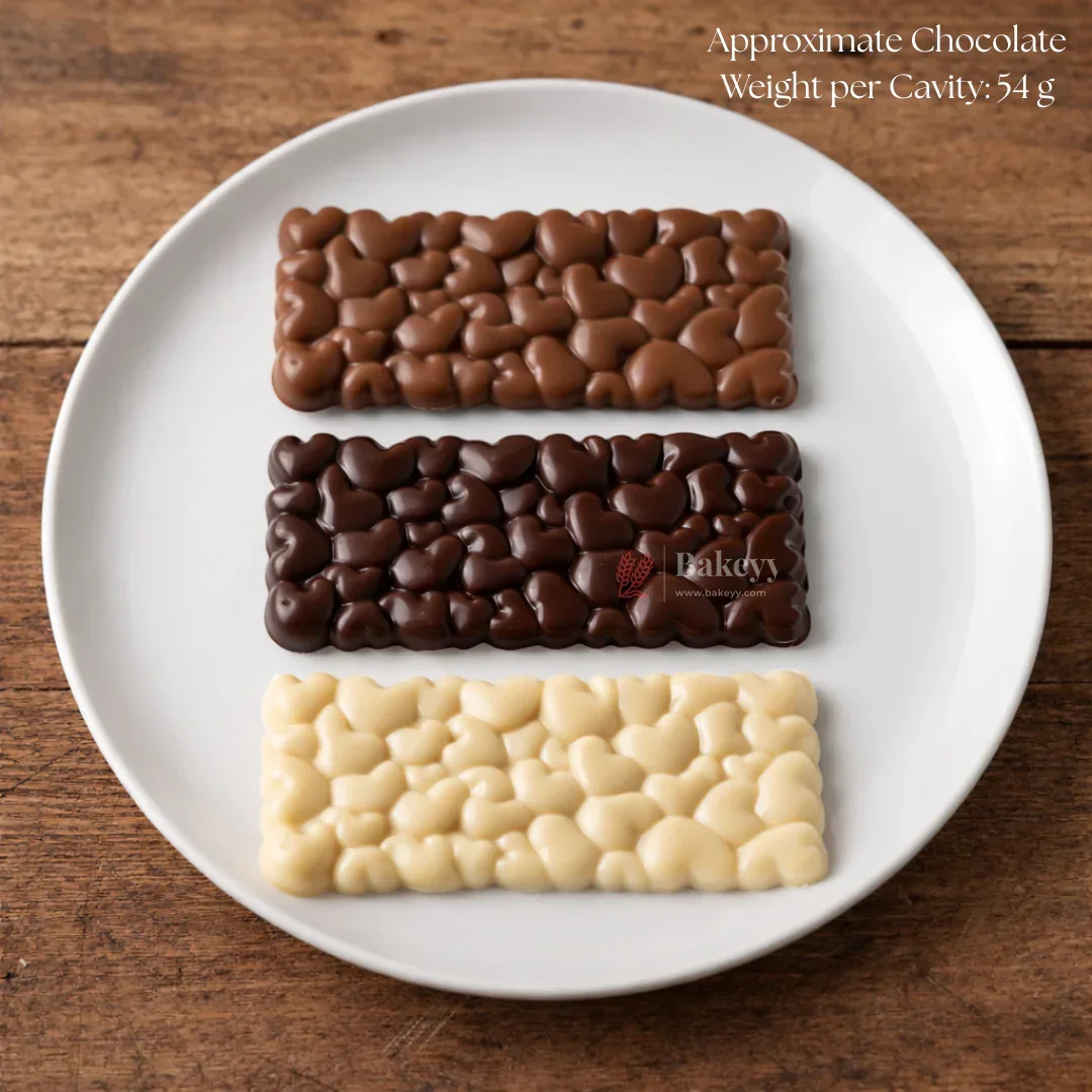 Mould 619 | Heart Pebble Chocolate Bar Mould | 3 Cavity | Pack of 1 - Image 3