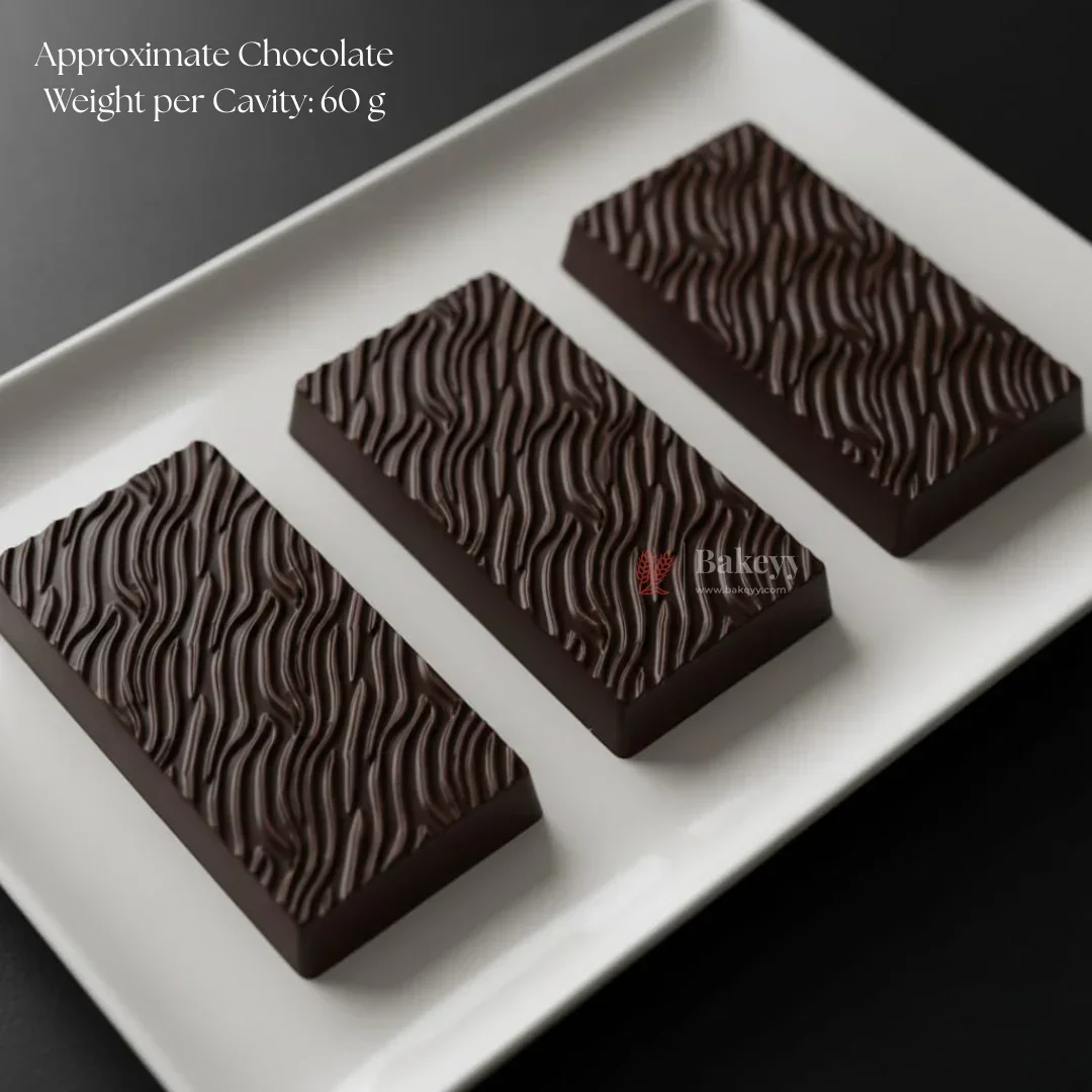 Mould 622 | Wavy Texture Chocolate Bar Mould | Baking Accessories | 3 Cavity | Pack of 1 - Image 3