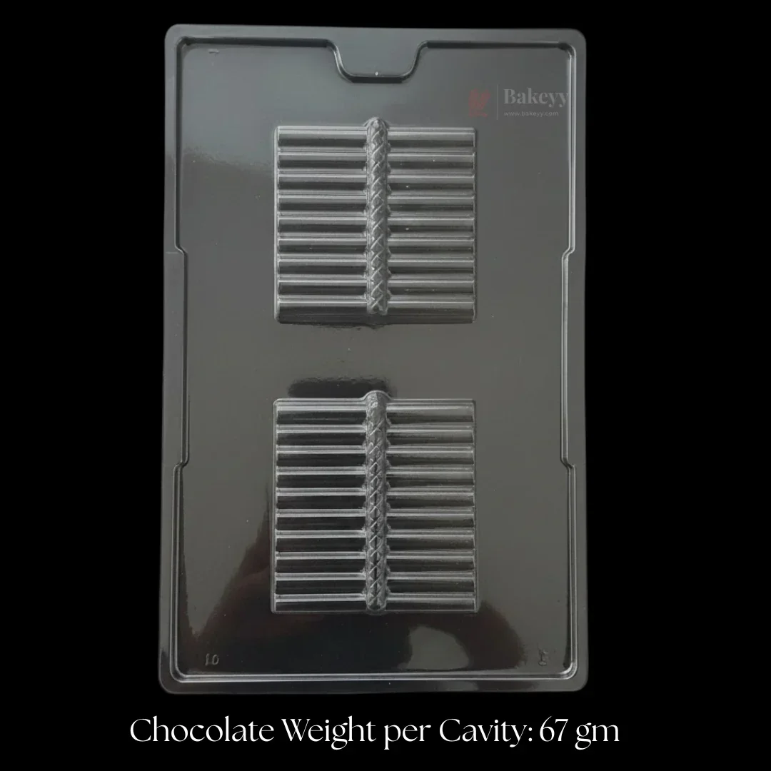 Mould 513- Cacao Square Ribbed Design Mould | 2 Cavity | Party Favor Mould | Pack of 1