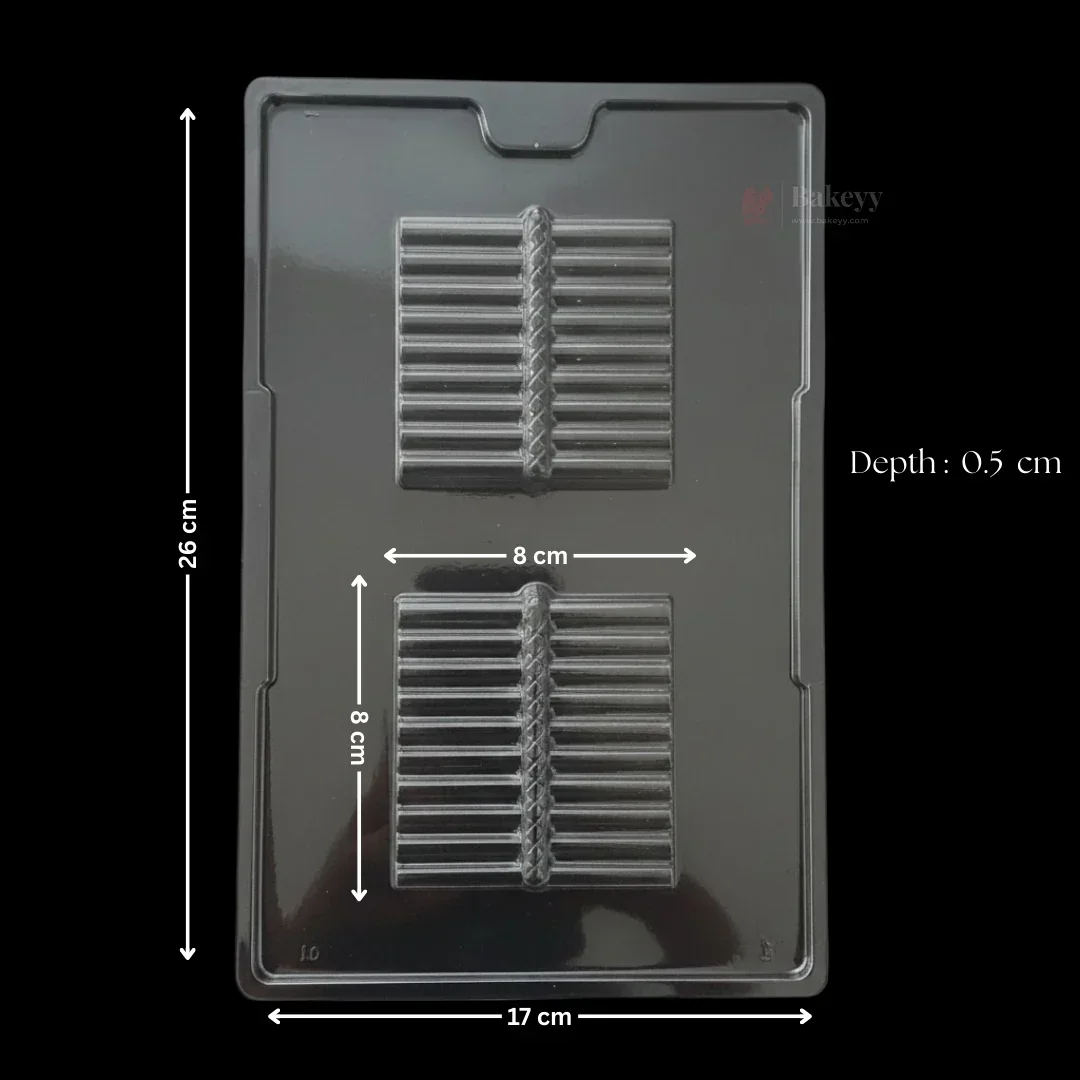 Mould 513- Cacao Square Ribbed Design Mould | 2 Cavity | Party Favor Mould | Pack of 1 - Image 2