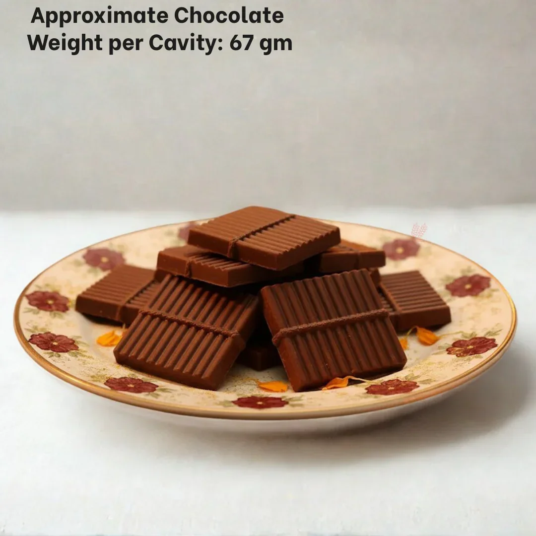 Mould 513- Cacao Square Ribbed Design Mould | 2 Cavity | Party Favor Mould | Pack of 1 - Image 3
