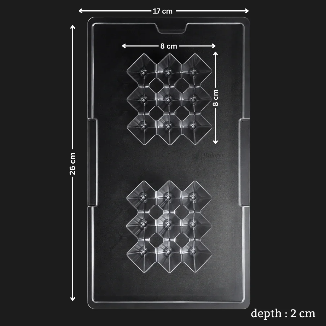 Mould 648 | Diamond Grid Chocolate Mould | 2 Cavity | Party Favor Mould | Pack of 1 - Image 2