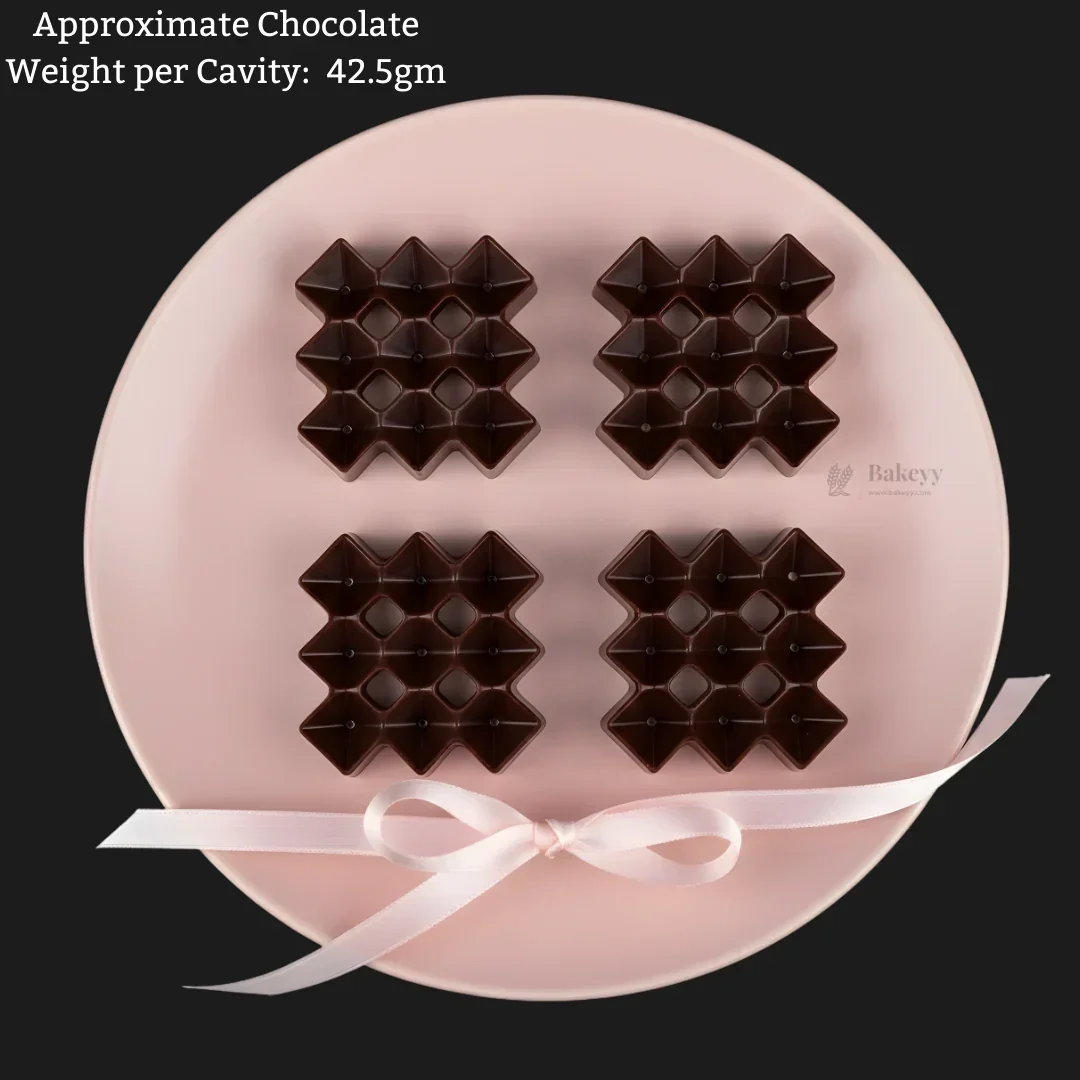 Mould 648 | Diamond Grid Chocolate Mould | 2 Cavity | Party Favor Mould | Pack of 1 - Image 3