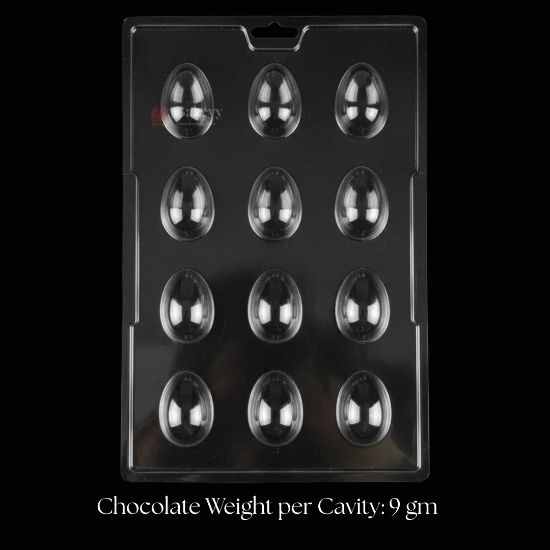 Mould 688- SMOOTH EASTER EGG Chocolate Mould Tray | 12 Cavity | Party Favor Mould | Pack of 1