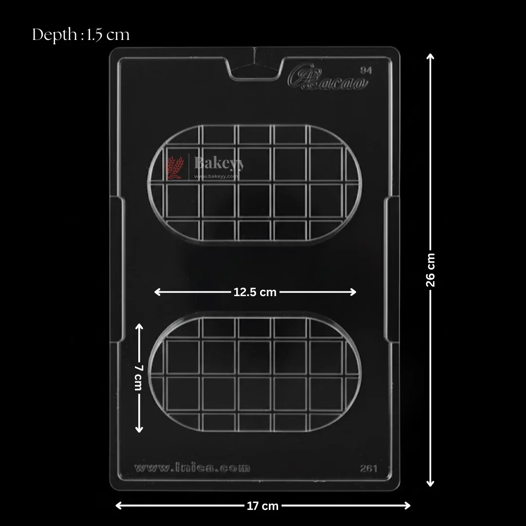 Mould 691 | Oval Chocolate Bar Mould | 2 Cavity Deep Chocolate Mould | Pack of 1 - Image 2